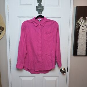 Crown & ivy pink linen blend button down shirt women's XS